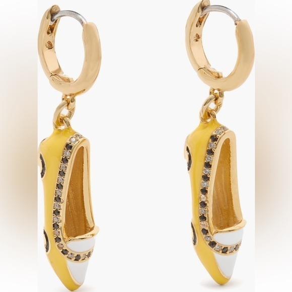 kate spade new york::Mini Heritage Gogo Taxi Flat Huggie Hoop Drop Earrings:: - Picture 1 of 9